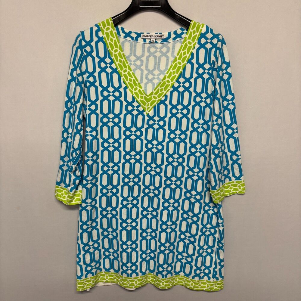 Barbara Gerwit Women Engineered Knit Dress V-Neck Size XL X-Large D134 -28